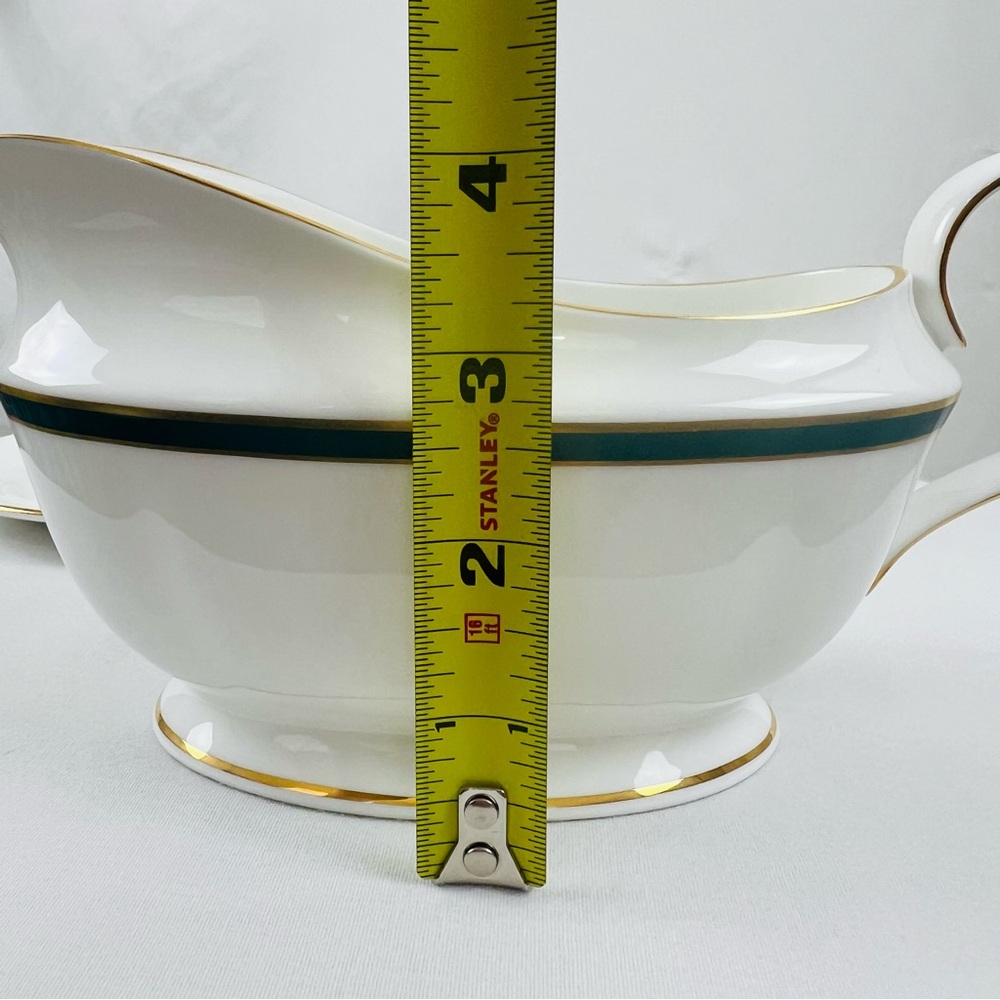 NWT!! Lenox Vintage Margaret Print Gravy Boat and Underplate Green White - Picture 5 of 10